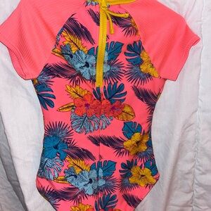 Tropical Kids Swimwear - Pink Floral Design